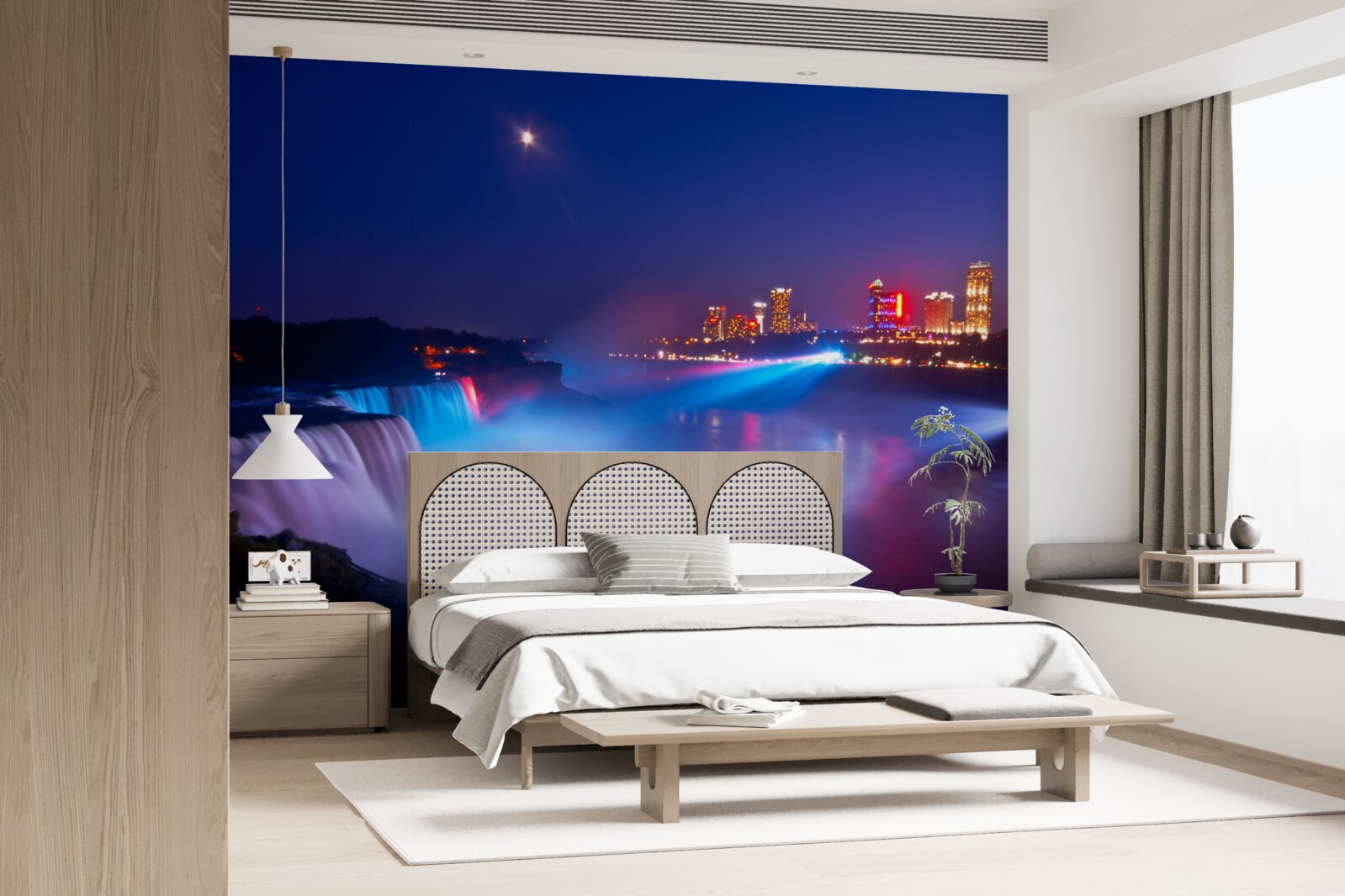 Fotobehang niagara falls 's nachts verlicht