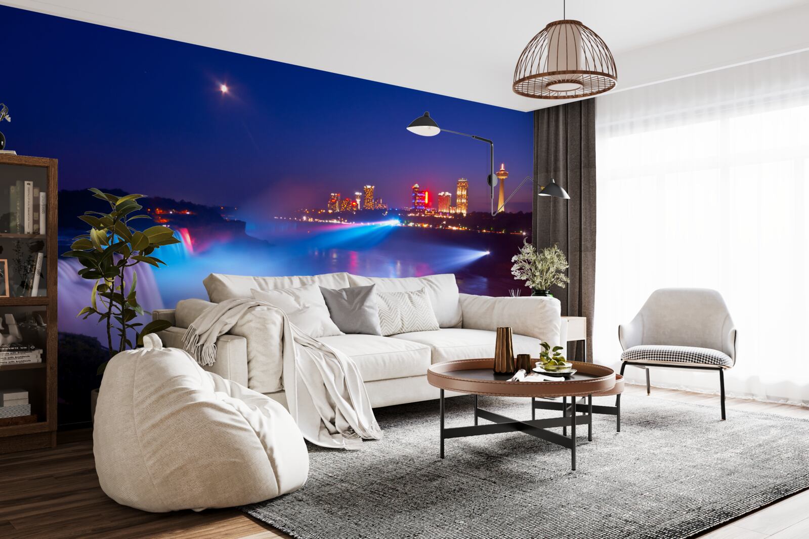 Fotobehang niagara falls 's nachts verlicht