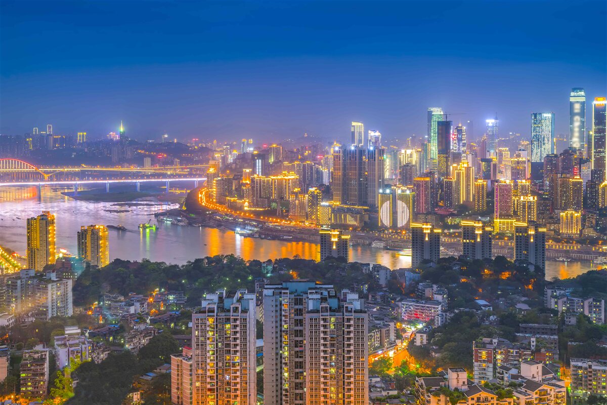 Fotobehang megapolis van de moderne nacht