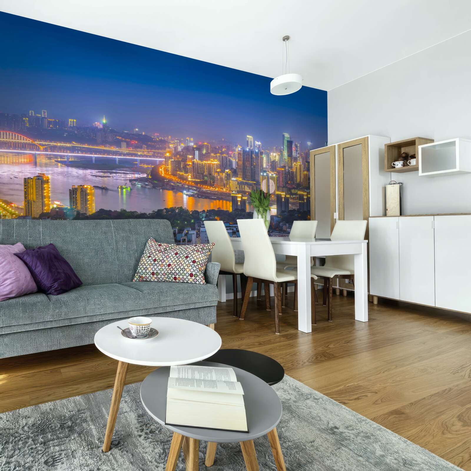 Fotobehang megapolis van de moderne nacht