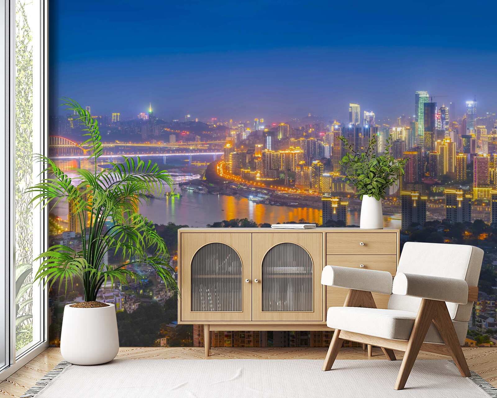 Fotobehang megapolis van de moderne nacht