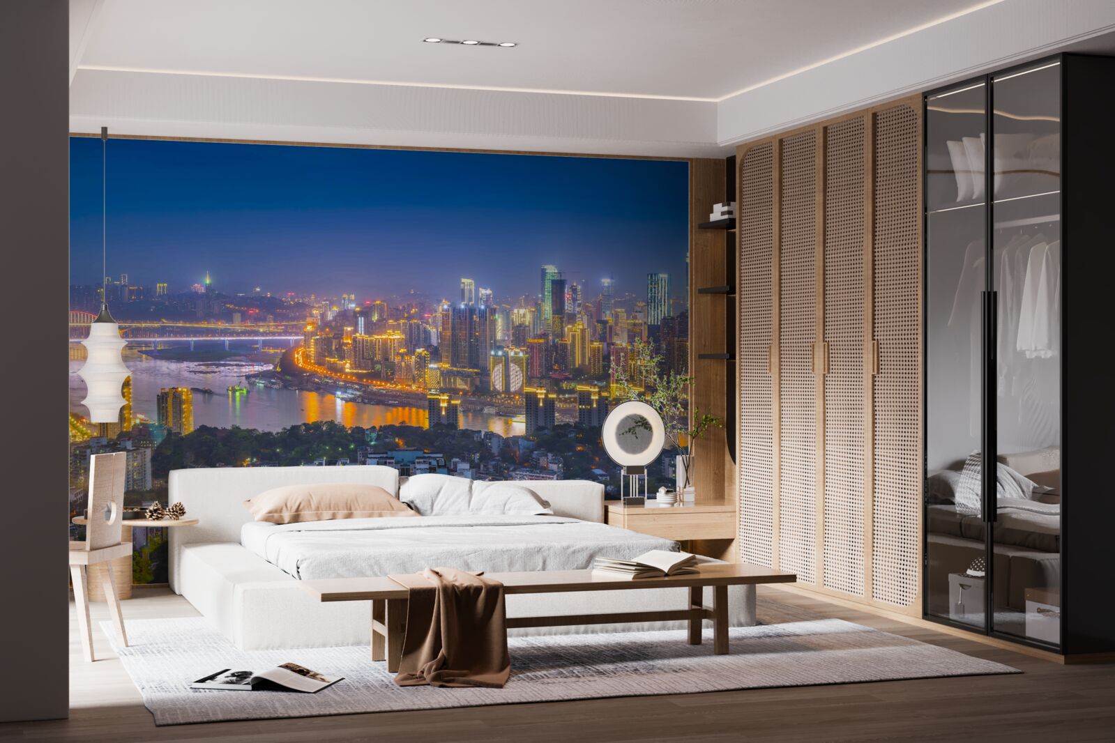 Fotobehang megapolis van de moderne nacht