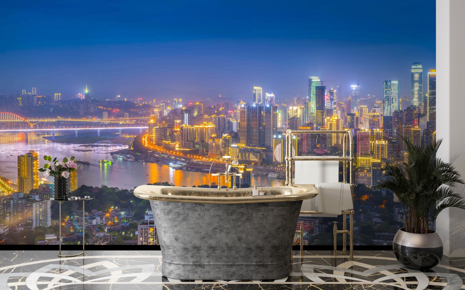 Fotobehang megapolis van de moderne nacht