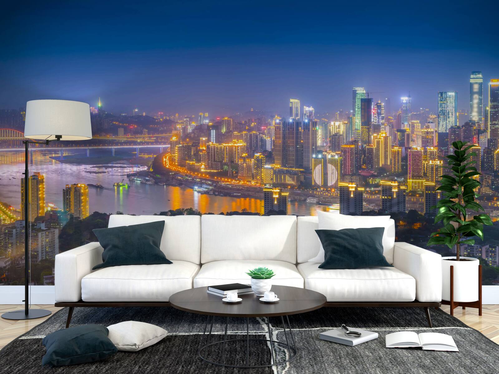 Fotobehang megapolis van de moderne nacht