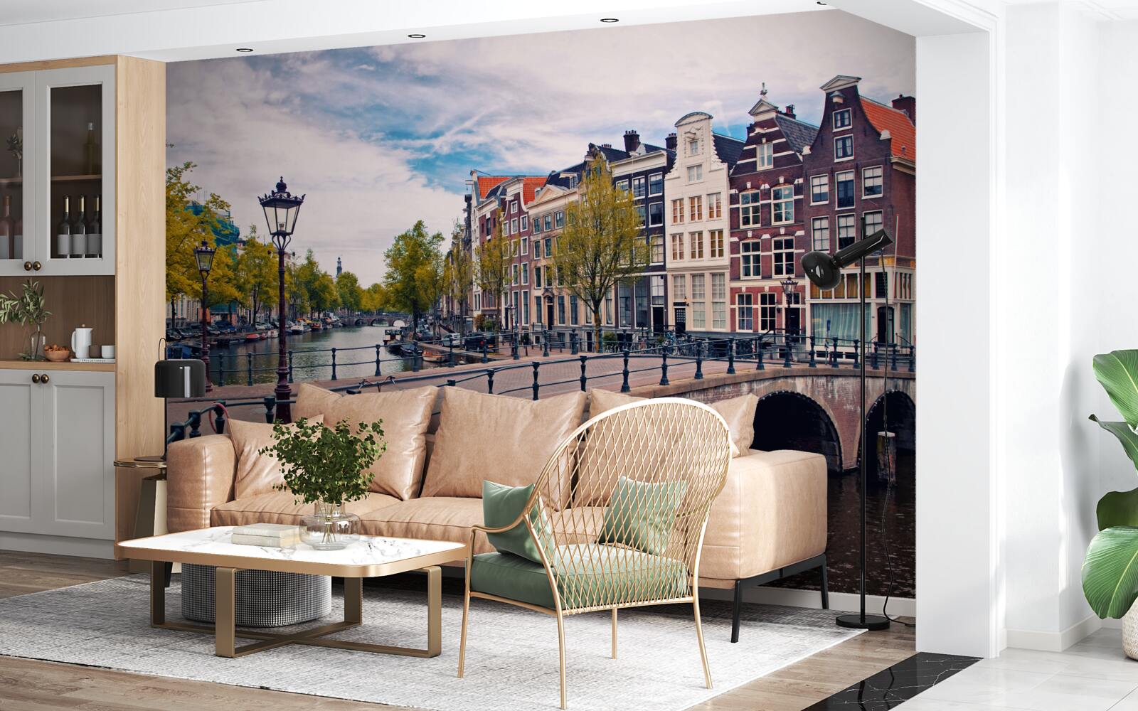 Fotobehang kanaalbrug in amsterdam