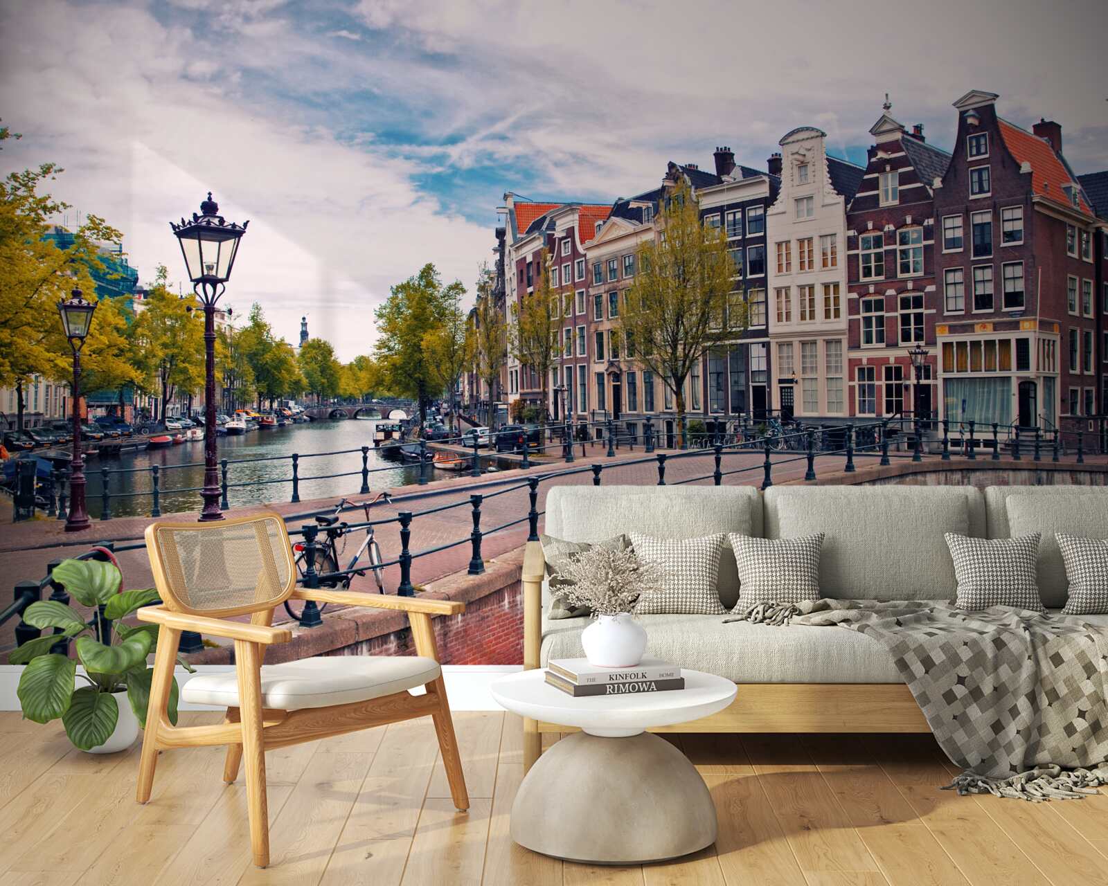 Fotobehang kanaalbrug in amsterdam