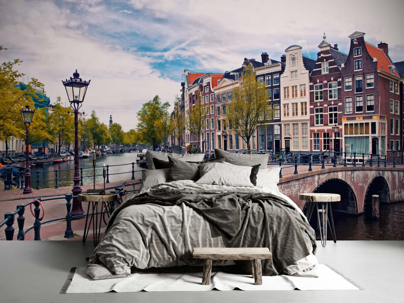 Fotobehang kanaalbrug in amsterdam