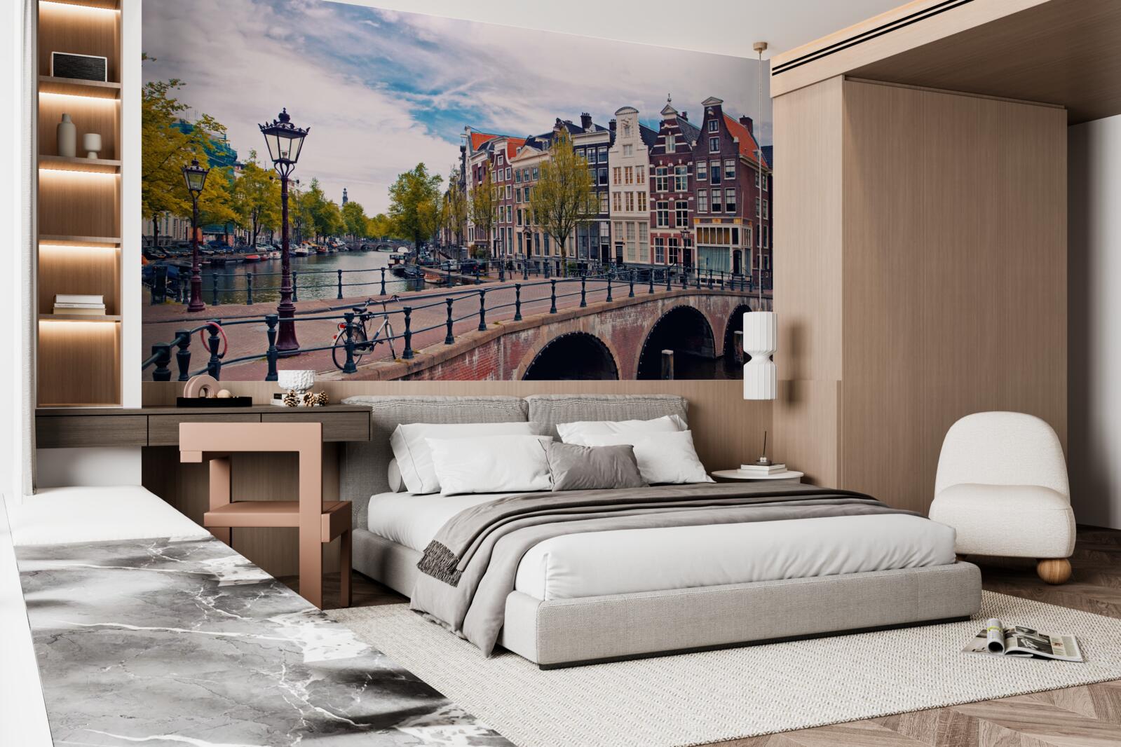 Fotobehang kanaalbrug in amsterdam