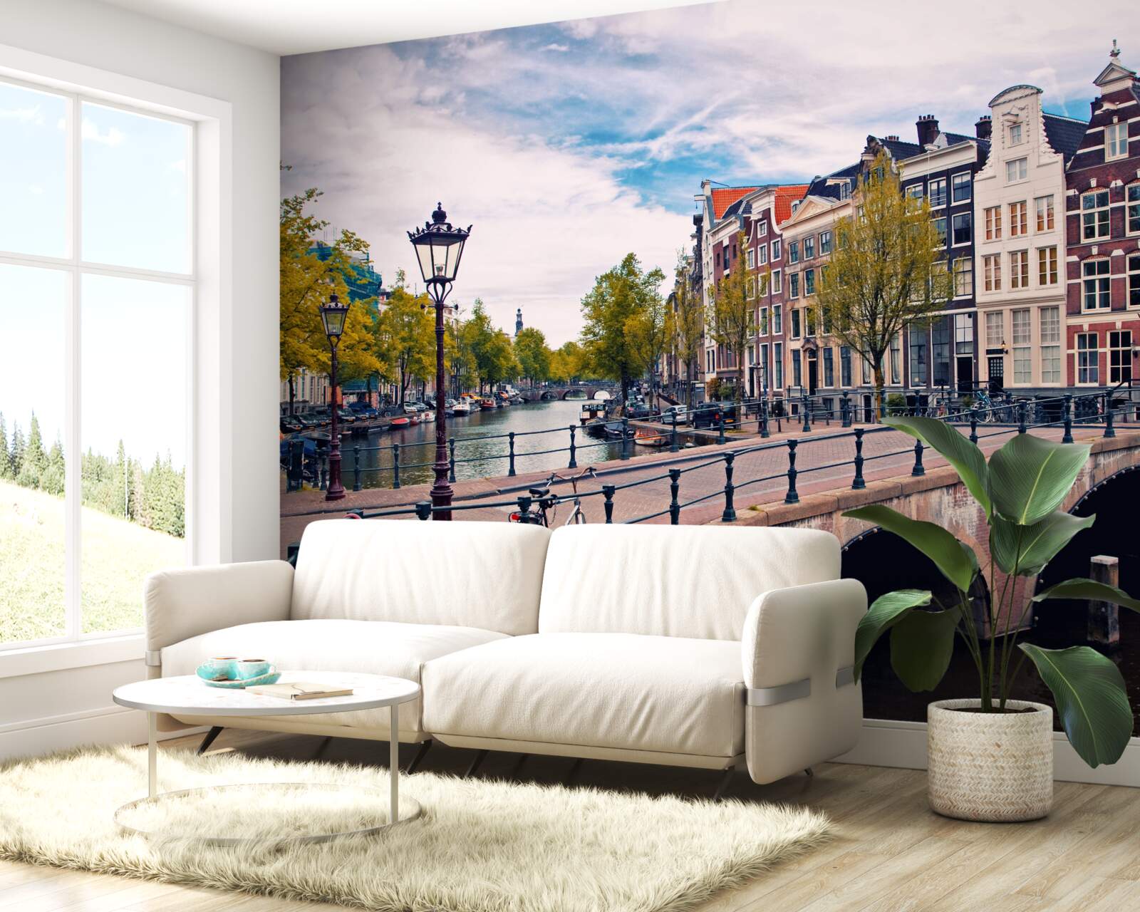 Fotobehang kanaalbrug in amsterdam