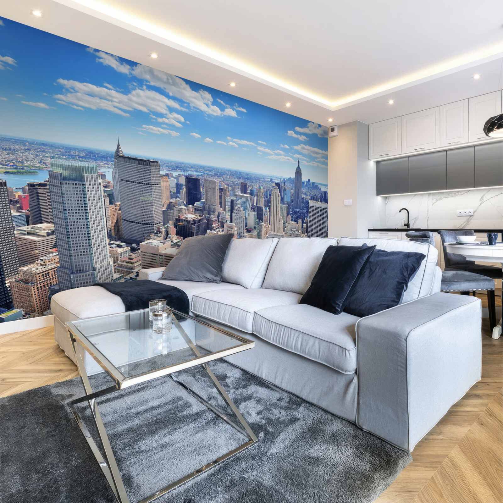 Fotobehang boven de wolkenkrabbers van new york