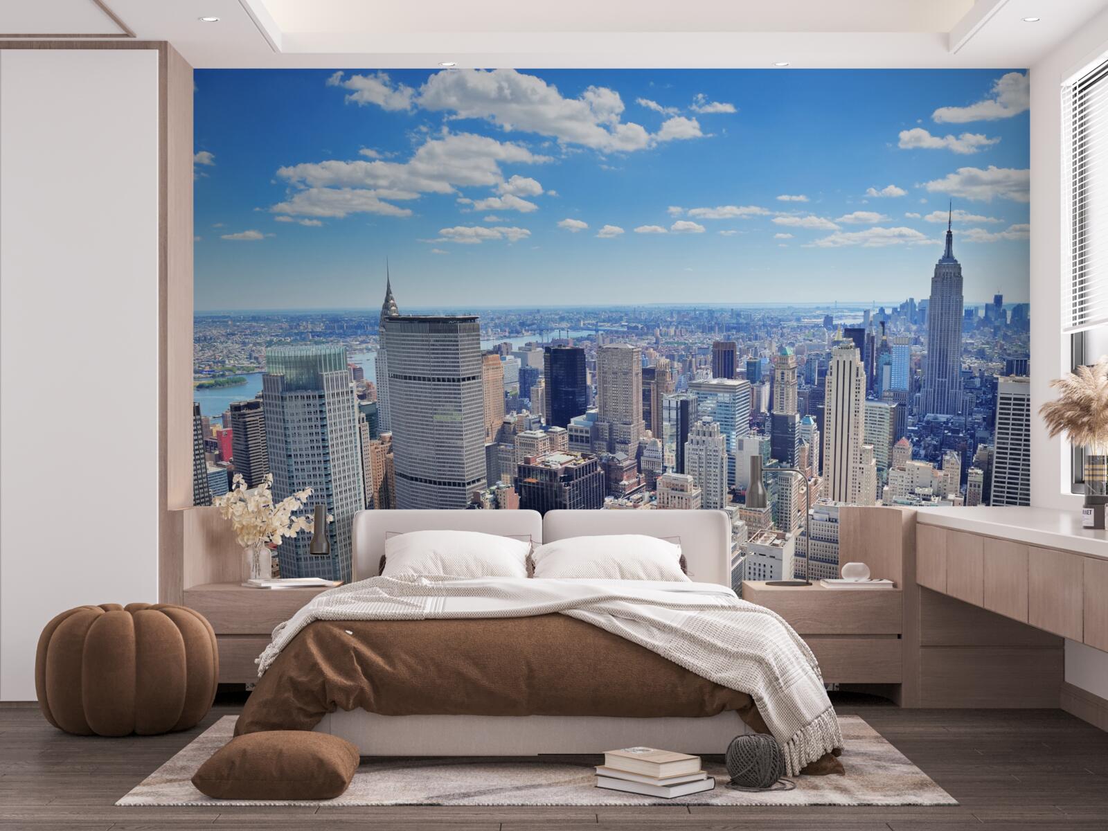 Fotobehang boven de wolkenkrabbers van new york