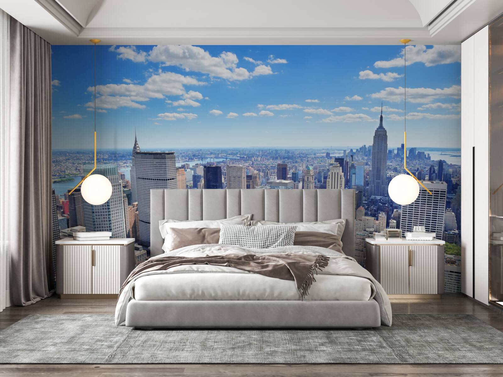 Fotobehang boven de wolkenkrabbers van new york