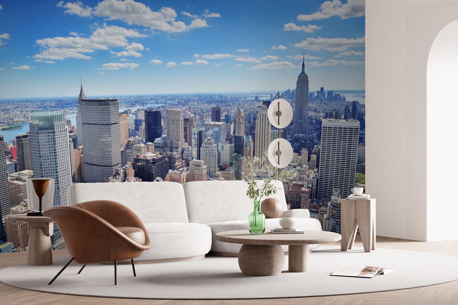 Fotobehang boven de wolkenkrabbers van new york