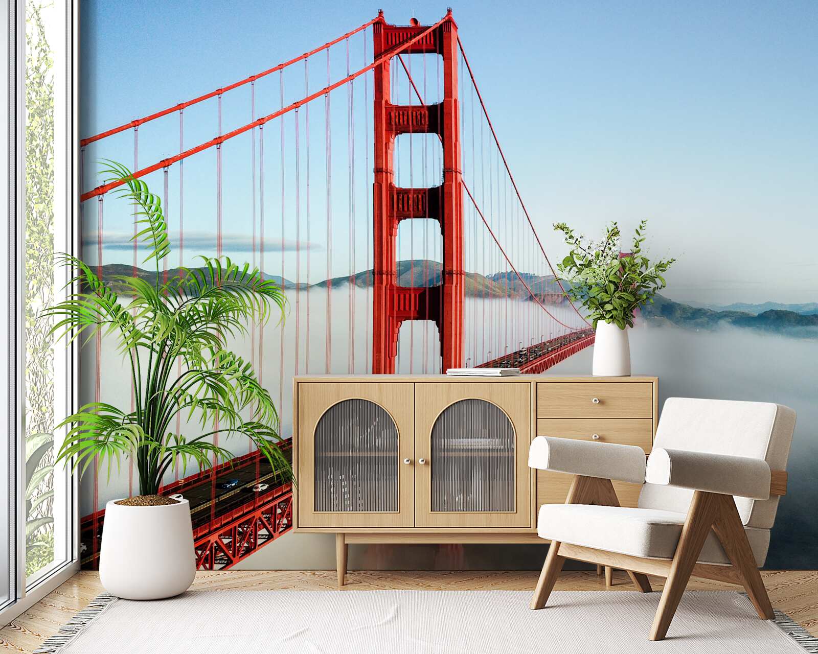 Fotobehang mist omhult Golden Gate Bridge