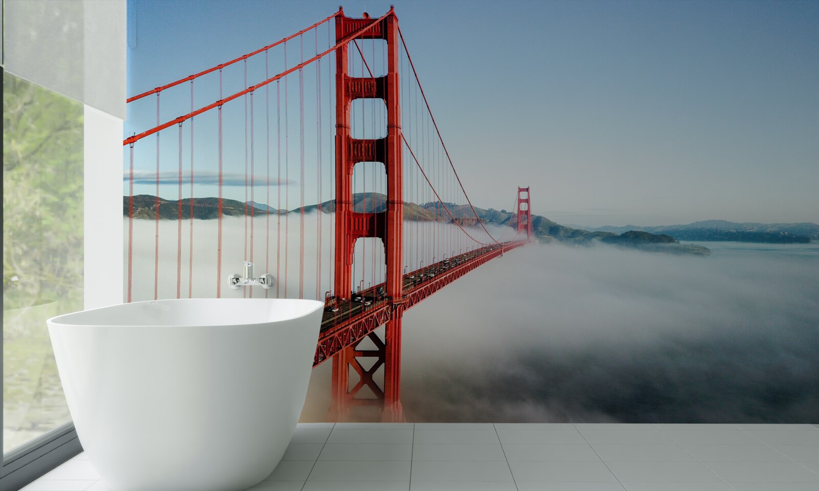 Fotobehang mist omhult Golden Gate Bridge