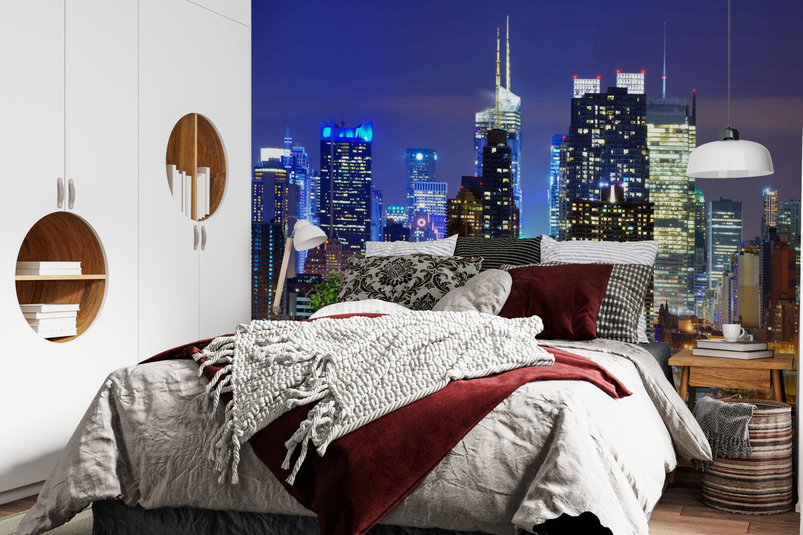 Fotobehang een panoramisch nachtzicht van de stad dat je de adem zal benemen