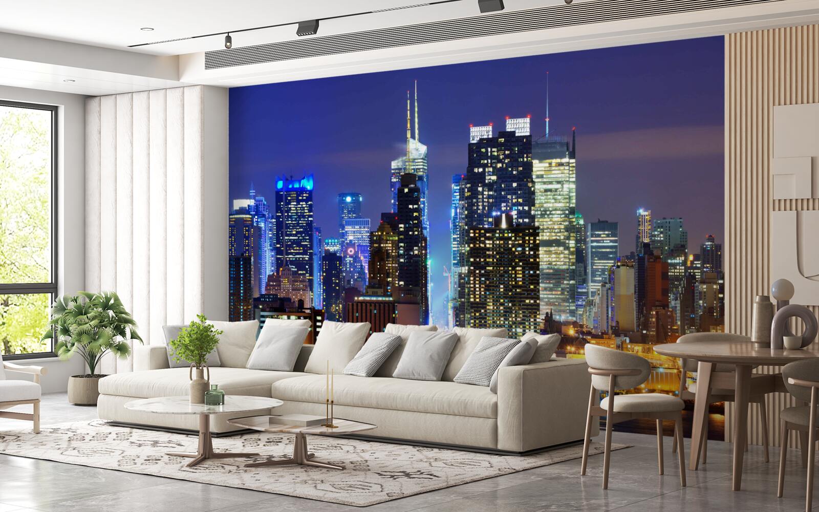 Fotobehang een panoramisch nachtzicht van de stad dat je de adem zal benemen