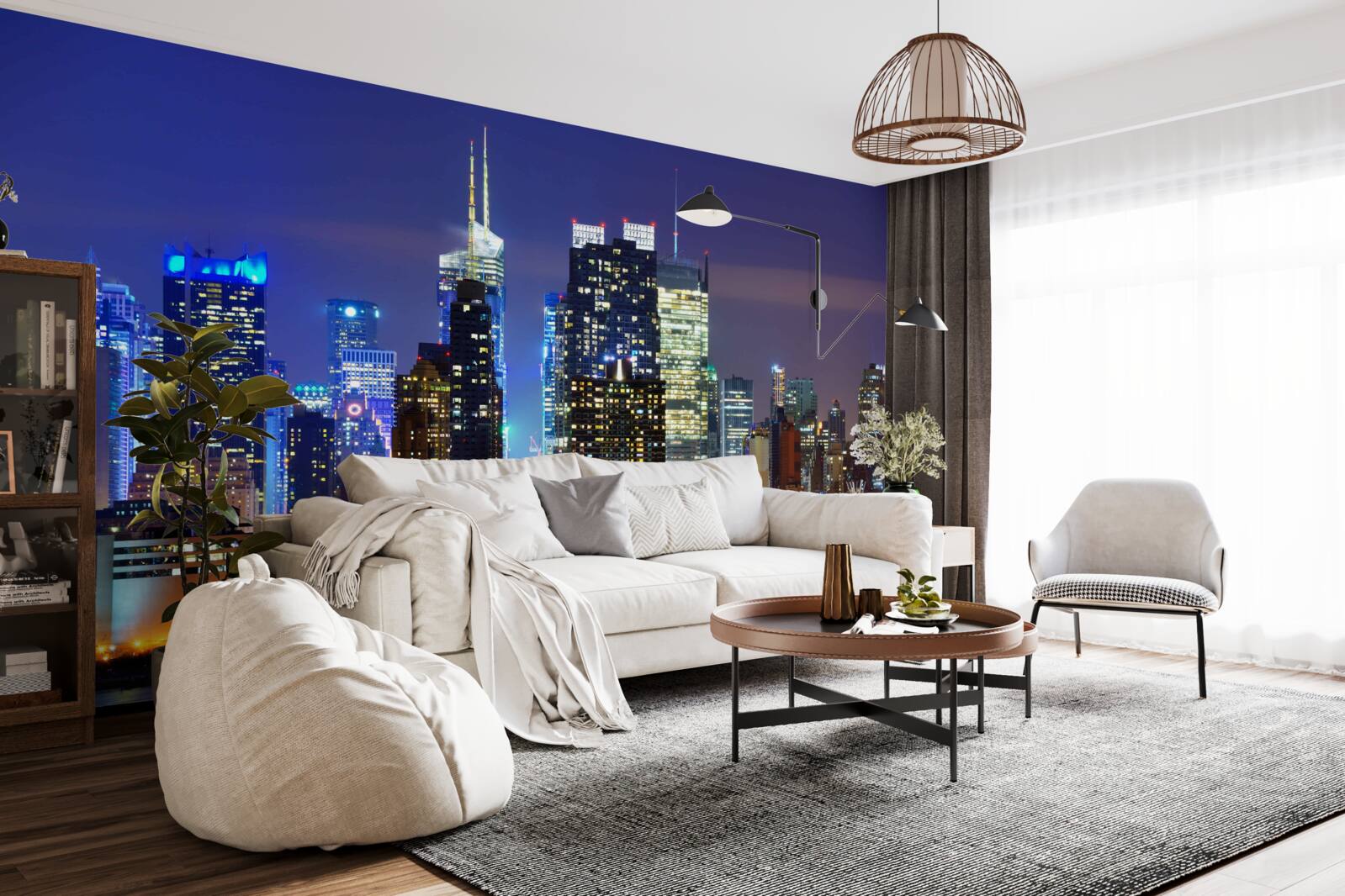 Fotobehang een panoramisch nachtzicht van de stad dat je de adem zal benemen