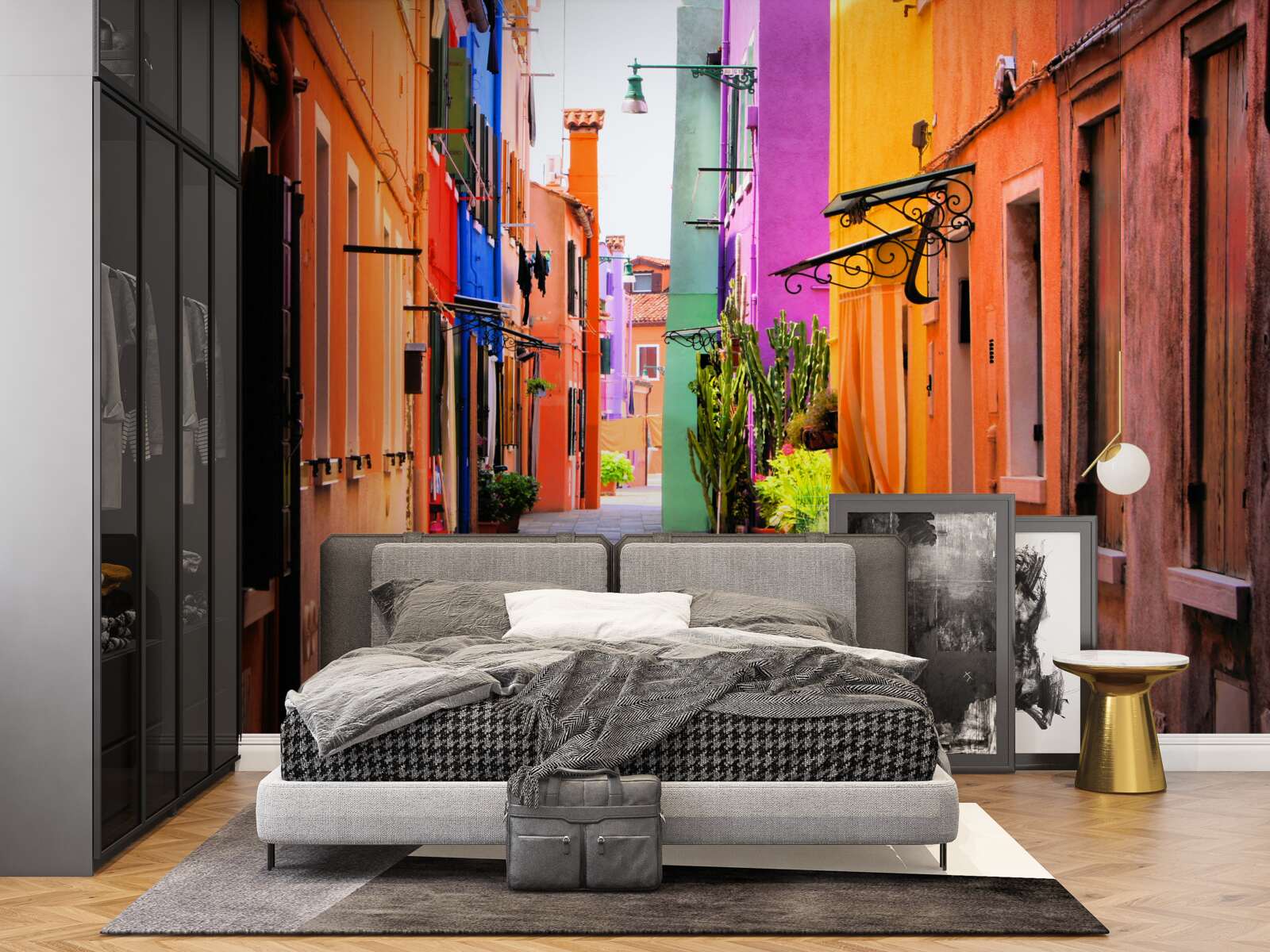 Fotobehang zeer lichte smalle straat