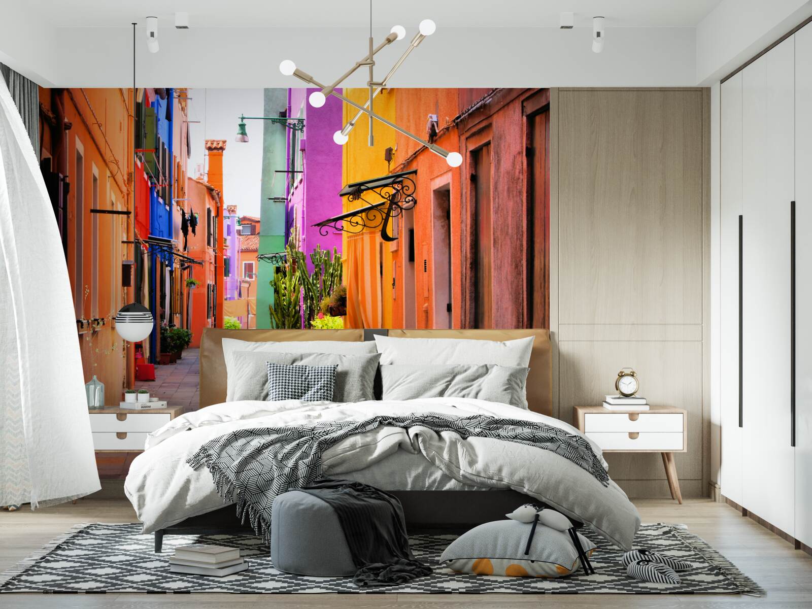 Fotobehang zeer lichte smalle straat