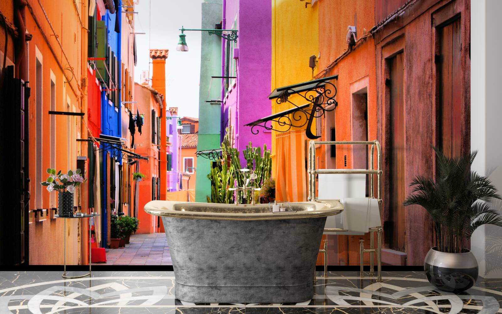 Fotobehang zeer lichte smalle straat