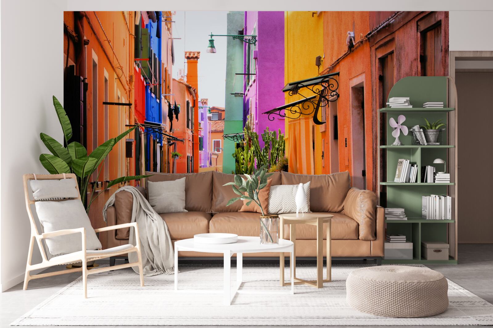 Fotobehang zeer lichte smalle straat