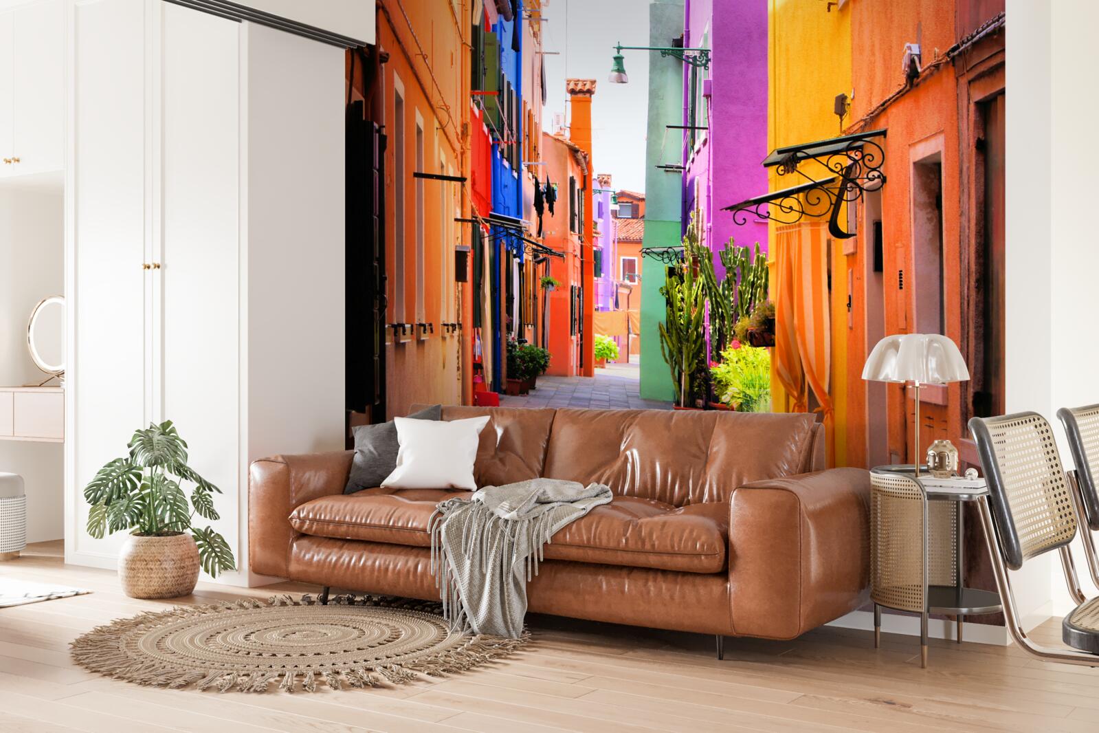 Fotobehang zeer lichte smalle straat