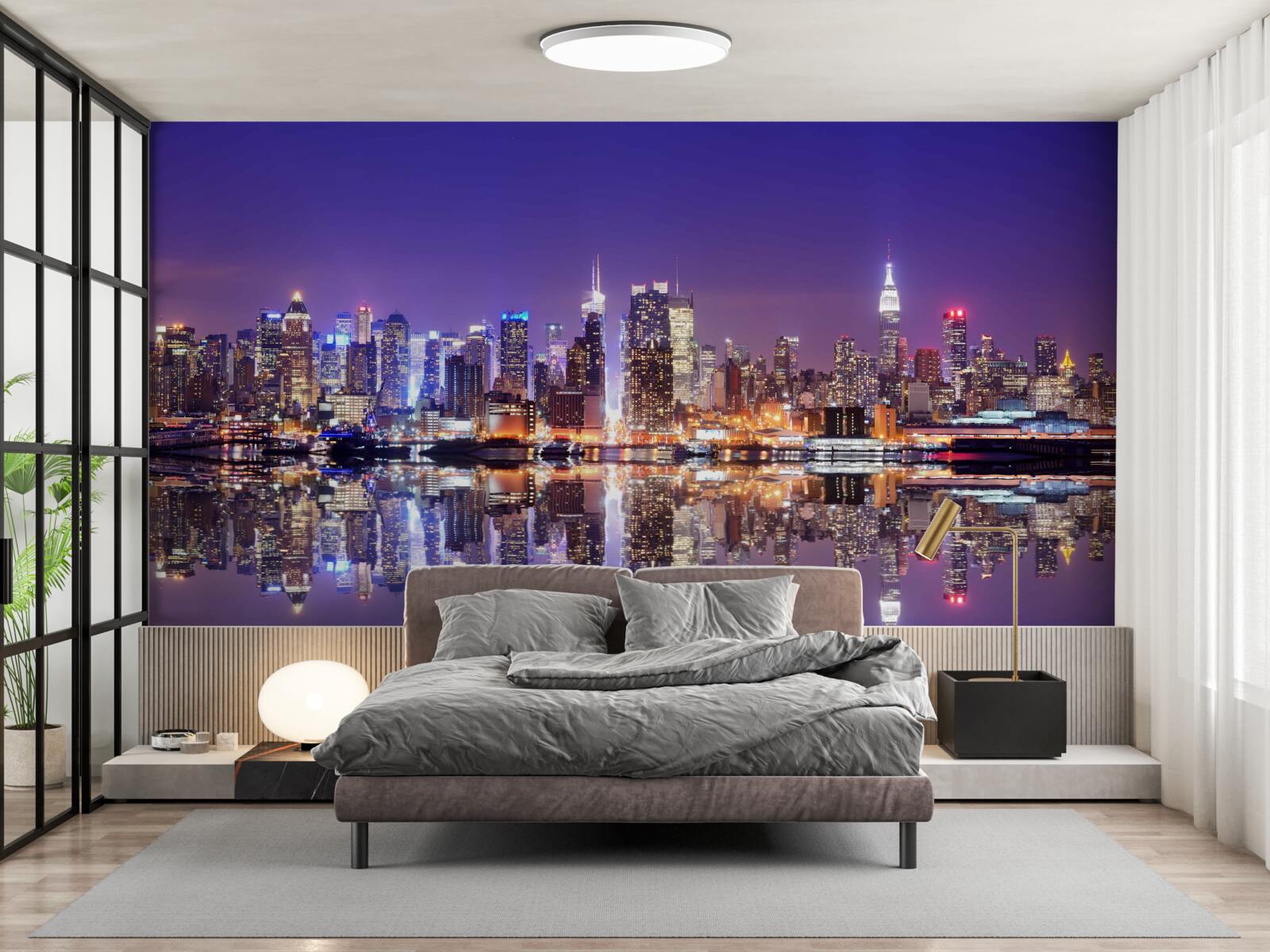 Fotobehang megapolis met avondverlichting