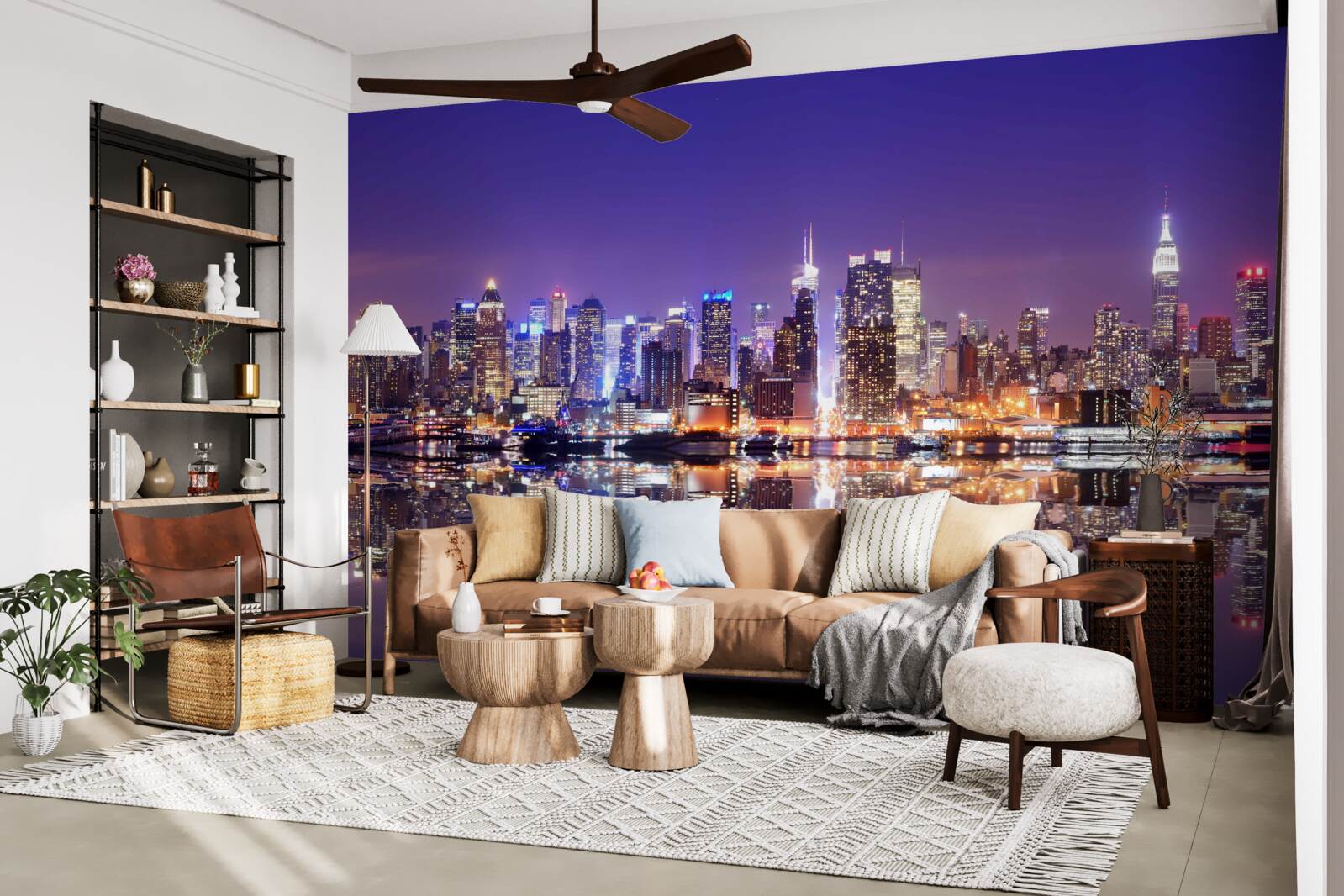 Fotobehang megapolis met avondverlichting