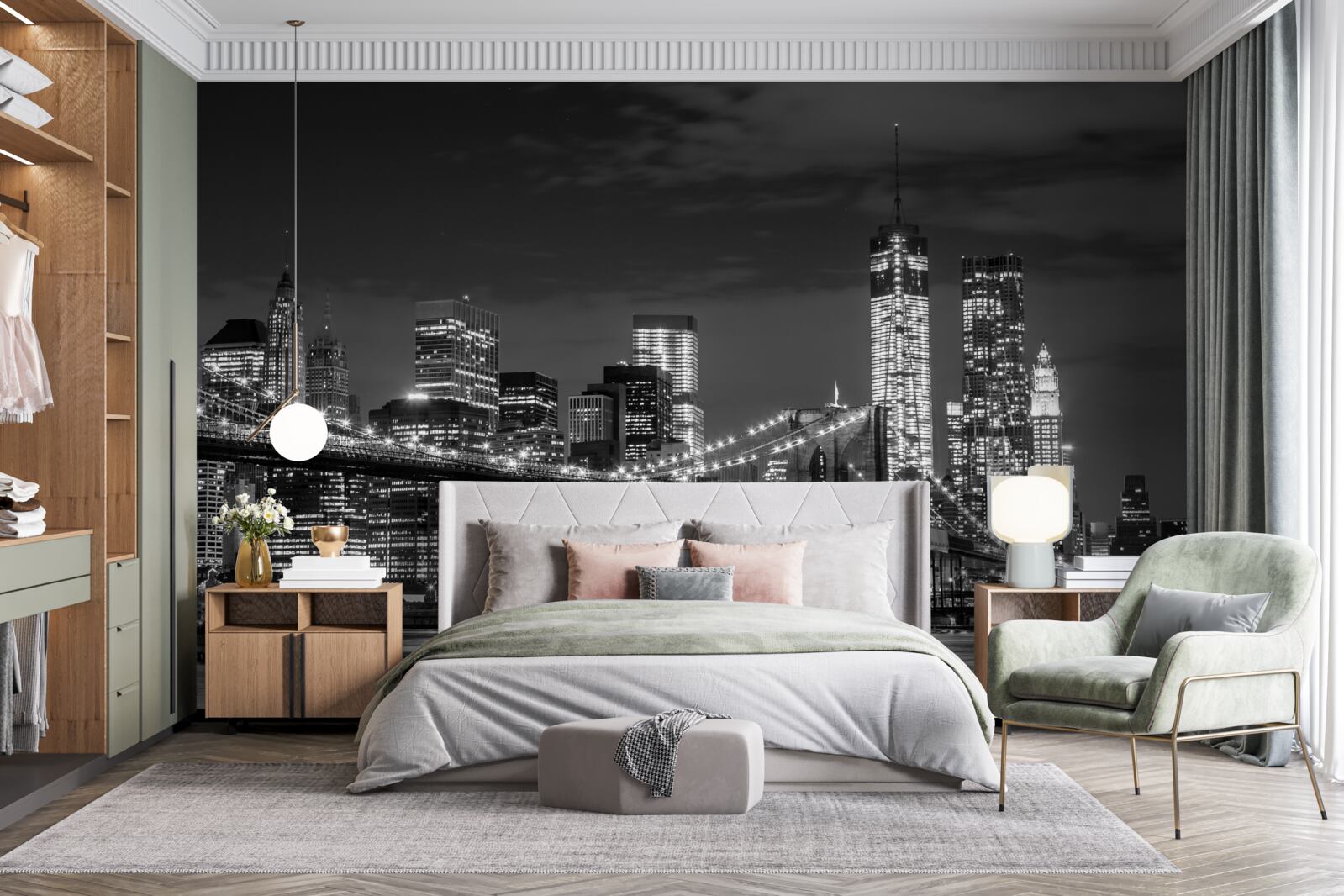Fotobehang monochrome metropool