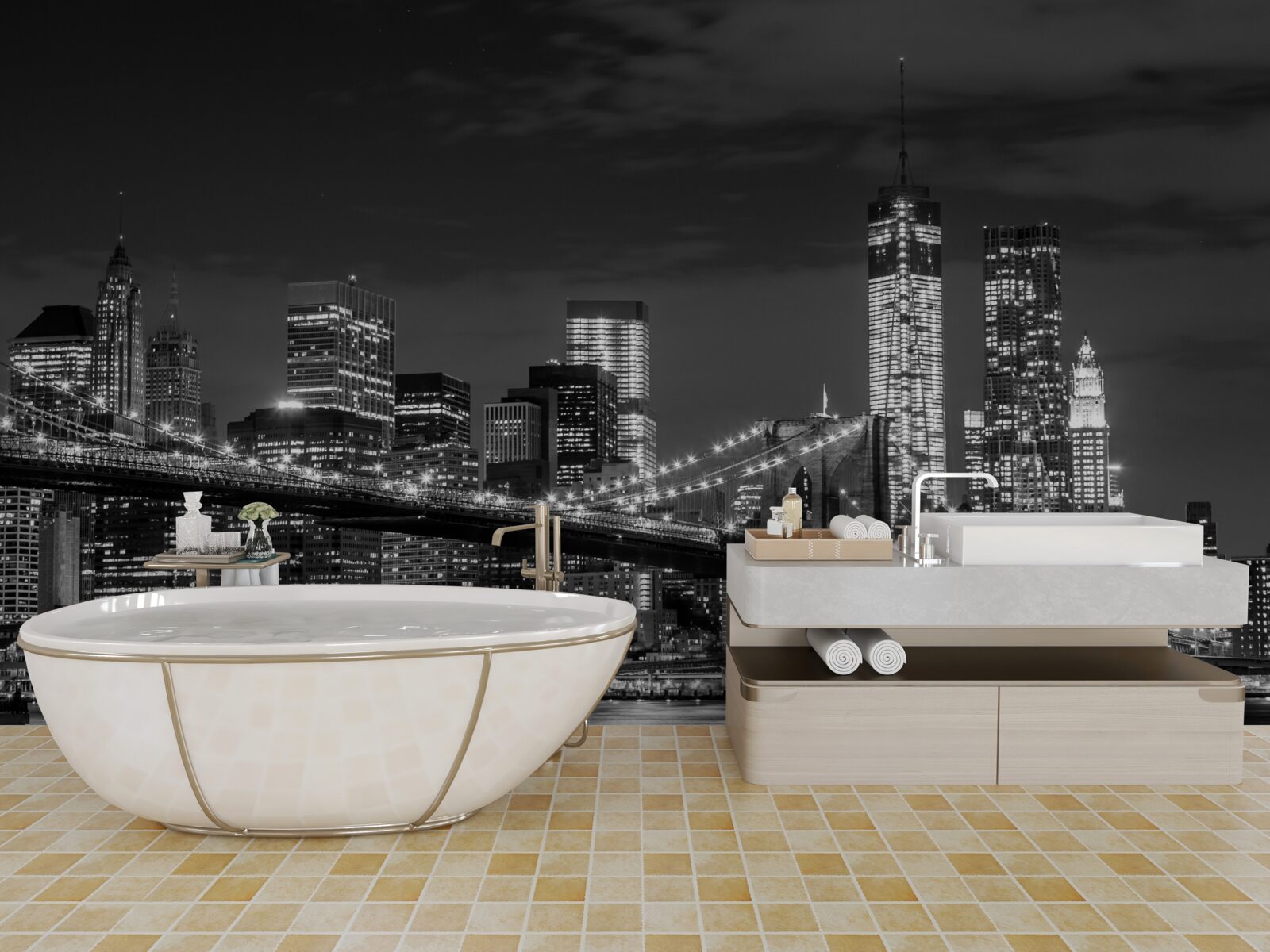 Fotobehang monochrome metropool