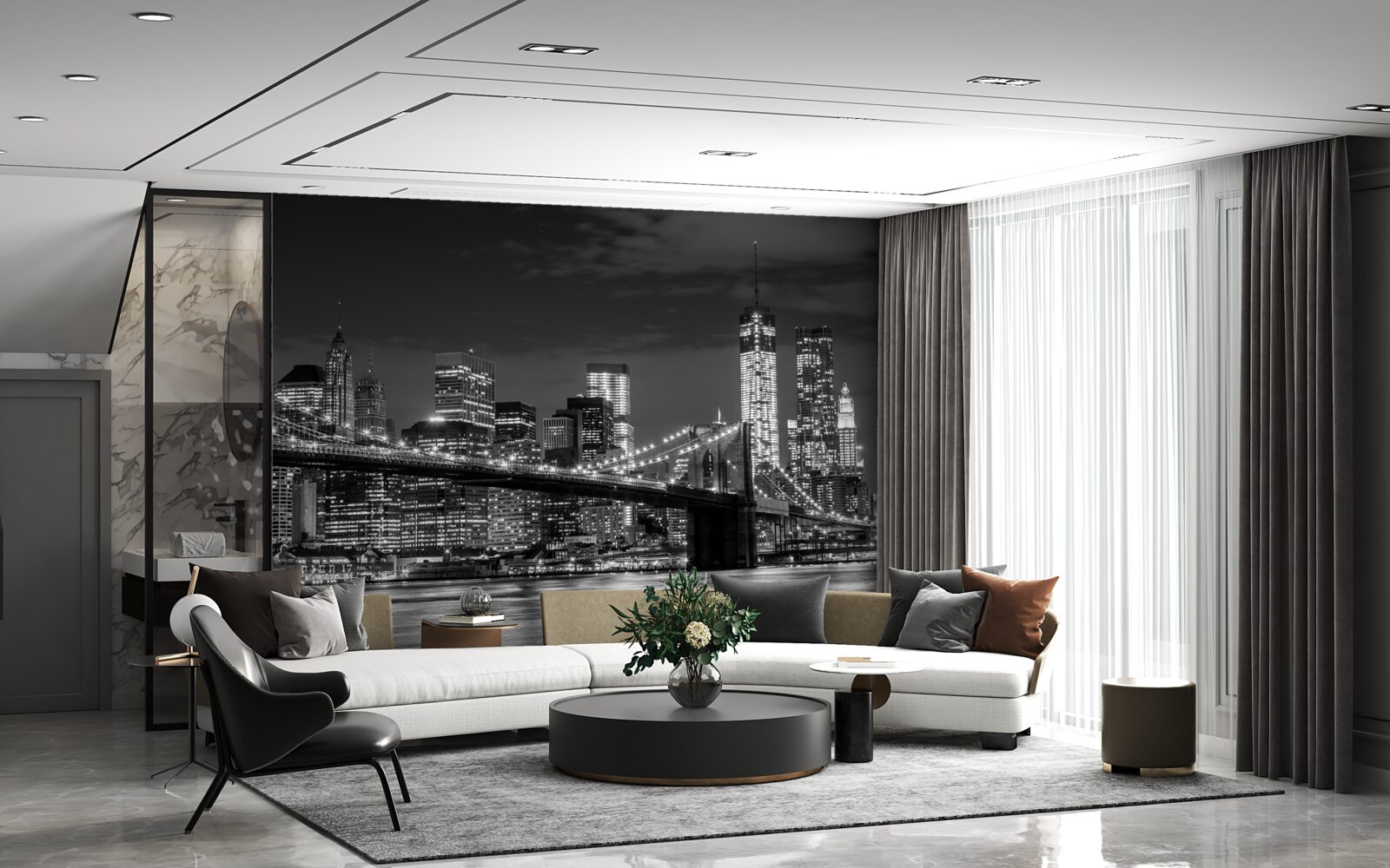 Fotobehang monochrome metropool