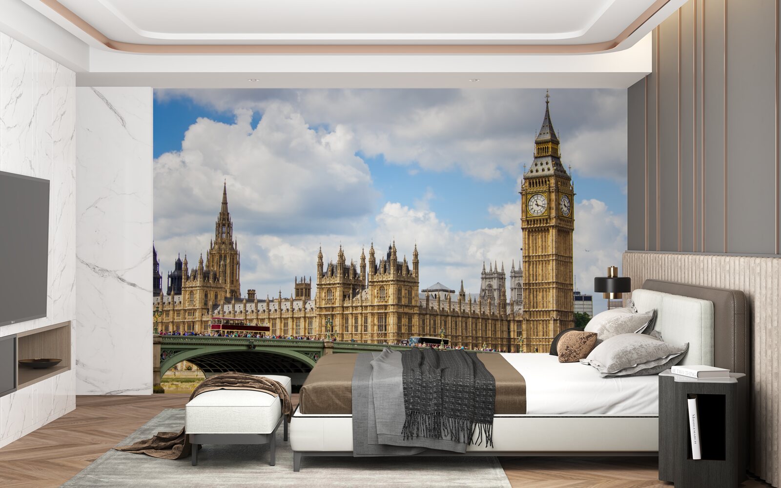 Fotobehang panorama van big ben en de parlementsgebouwen