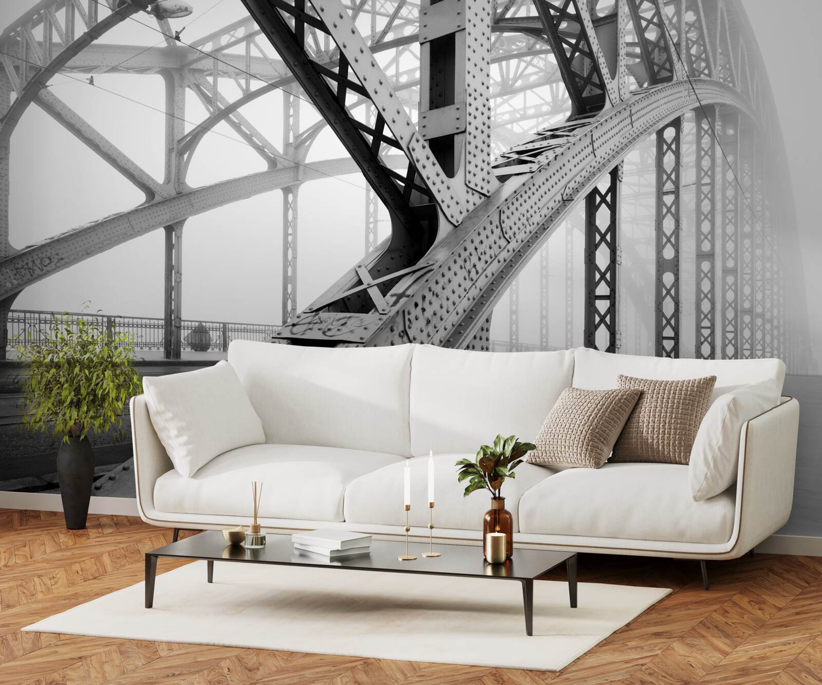 Fotobehang stalen elementen van de brug