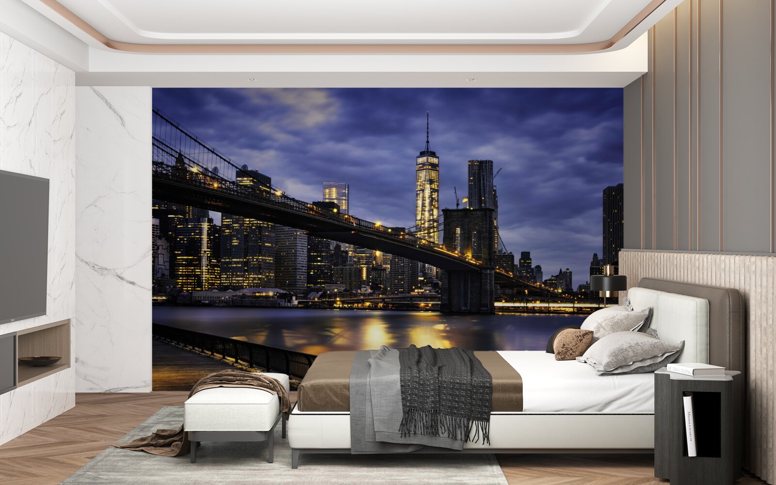 Fotobehang esaplanade op de brug van Brooklyn