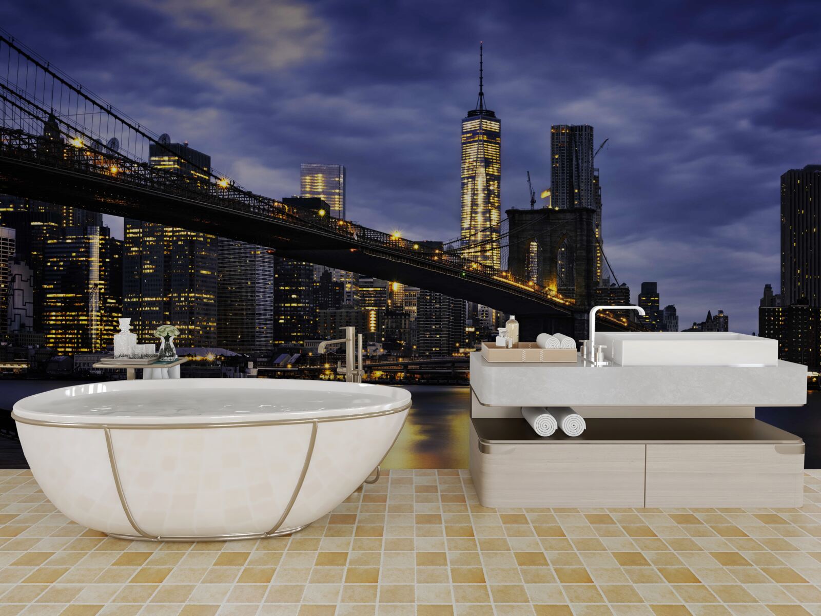 Fotobehang esaplanade op de brug van Brooklyn