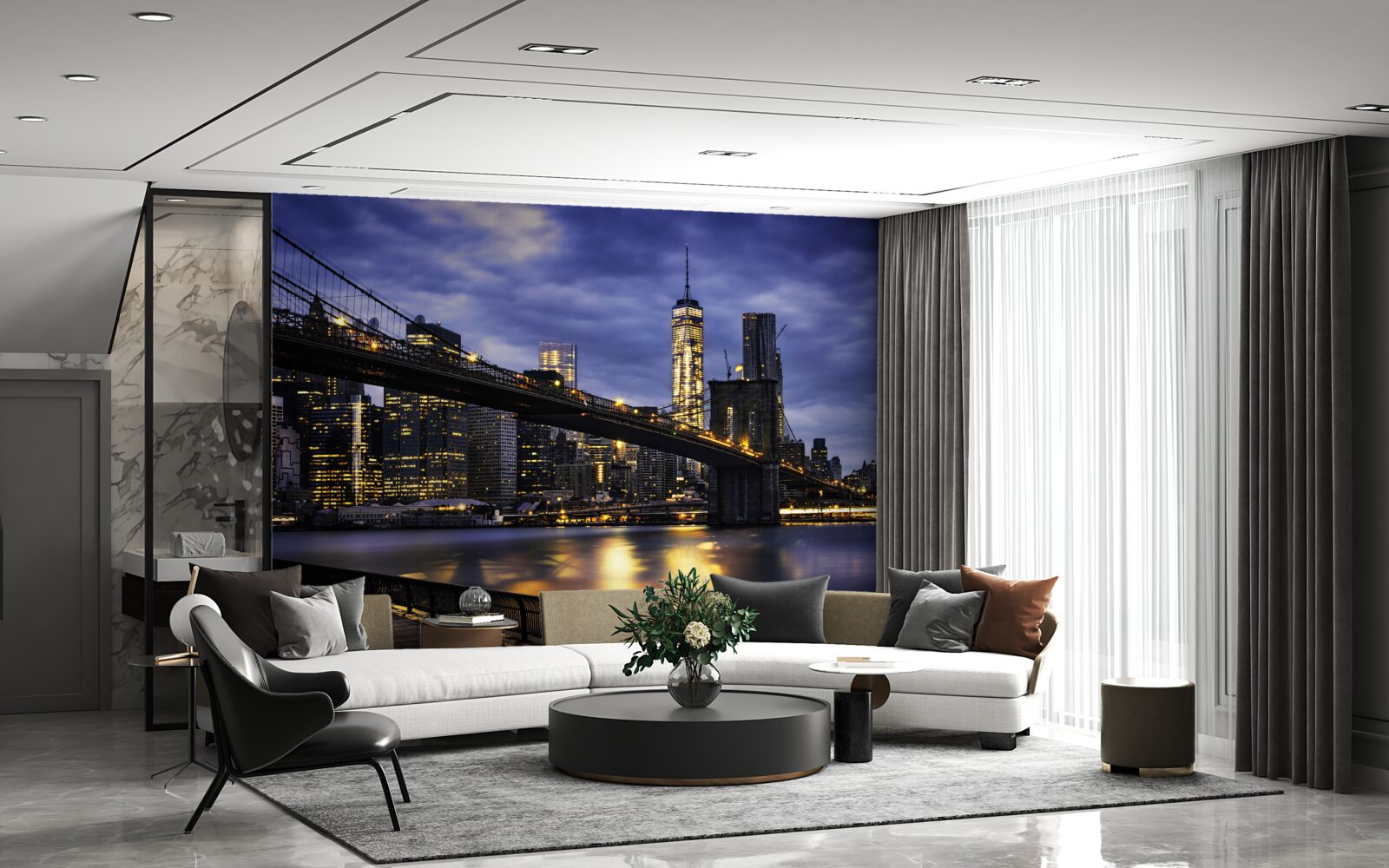 Fotobehang esaplanade op de brug van Brooklyn