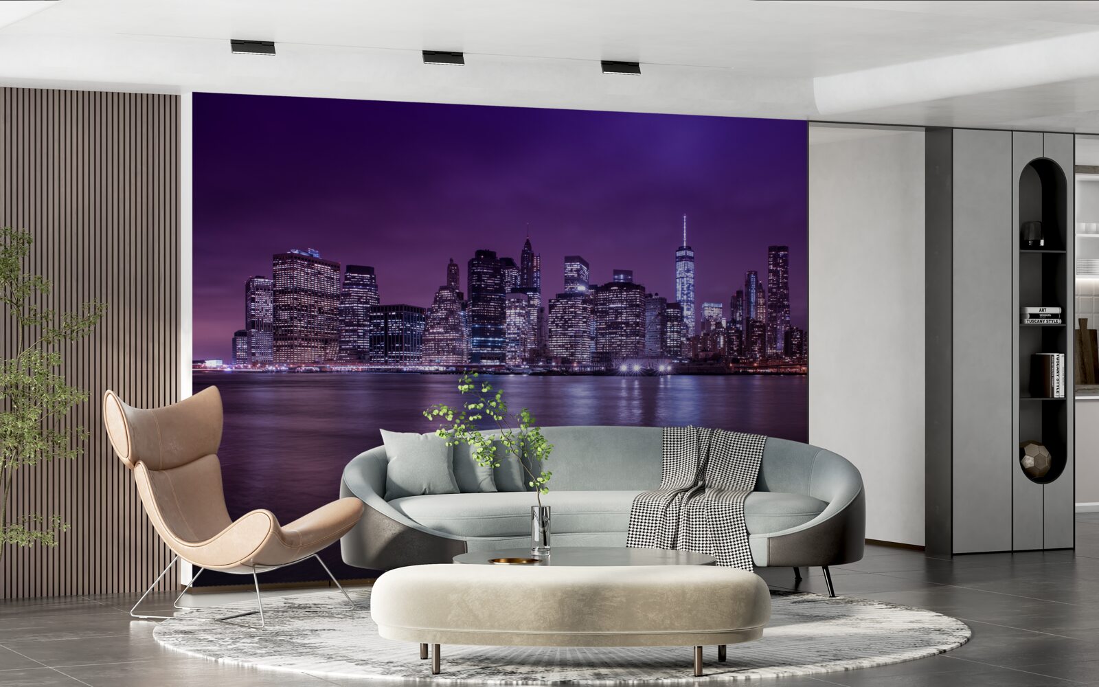 Fotobehang veel brandende lichten in de ramen van wolkenkrabbers