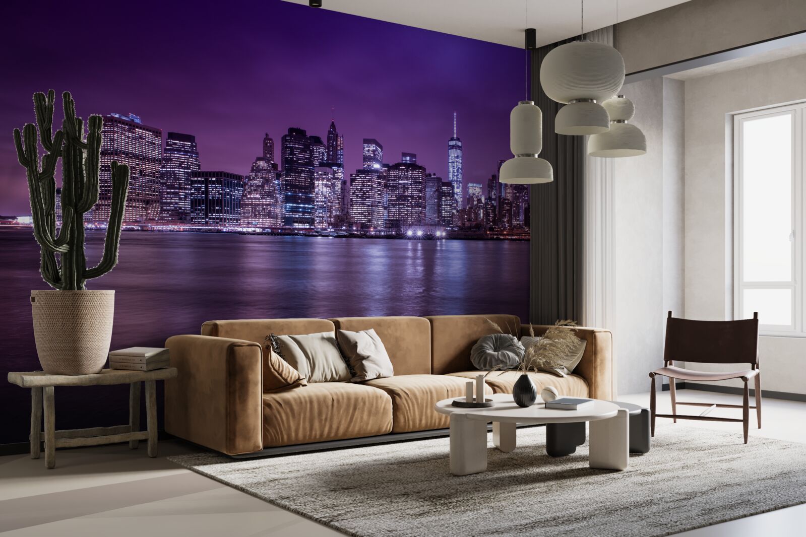 Fotobehang veel brandende lichten in de ramen van wolkenkrabbers