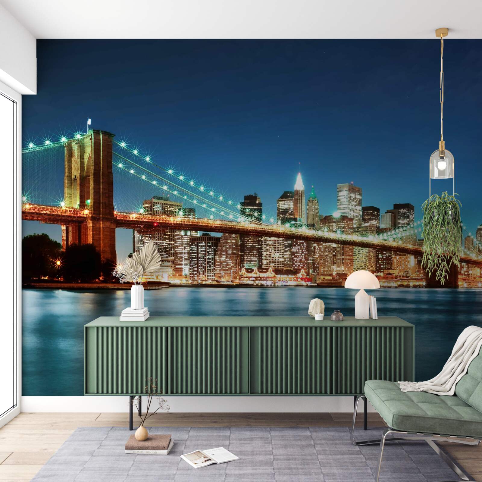 Fotobehang new york met felle, stralende lichten