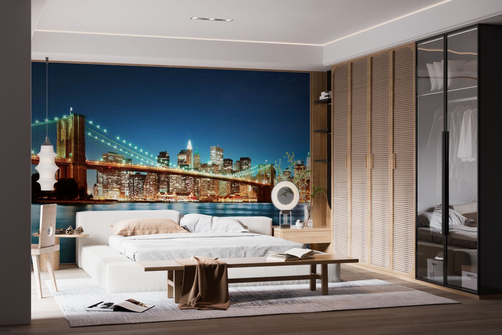 Fotobehang new york met felle, stralende lichten