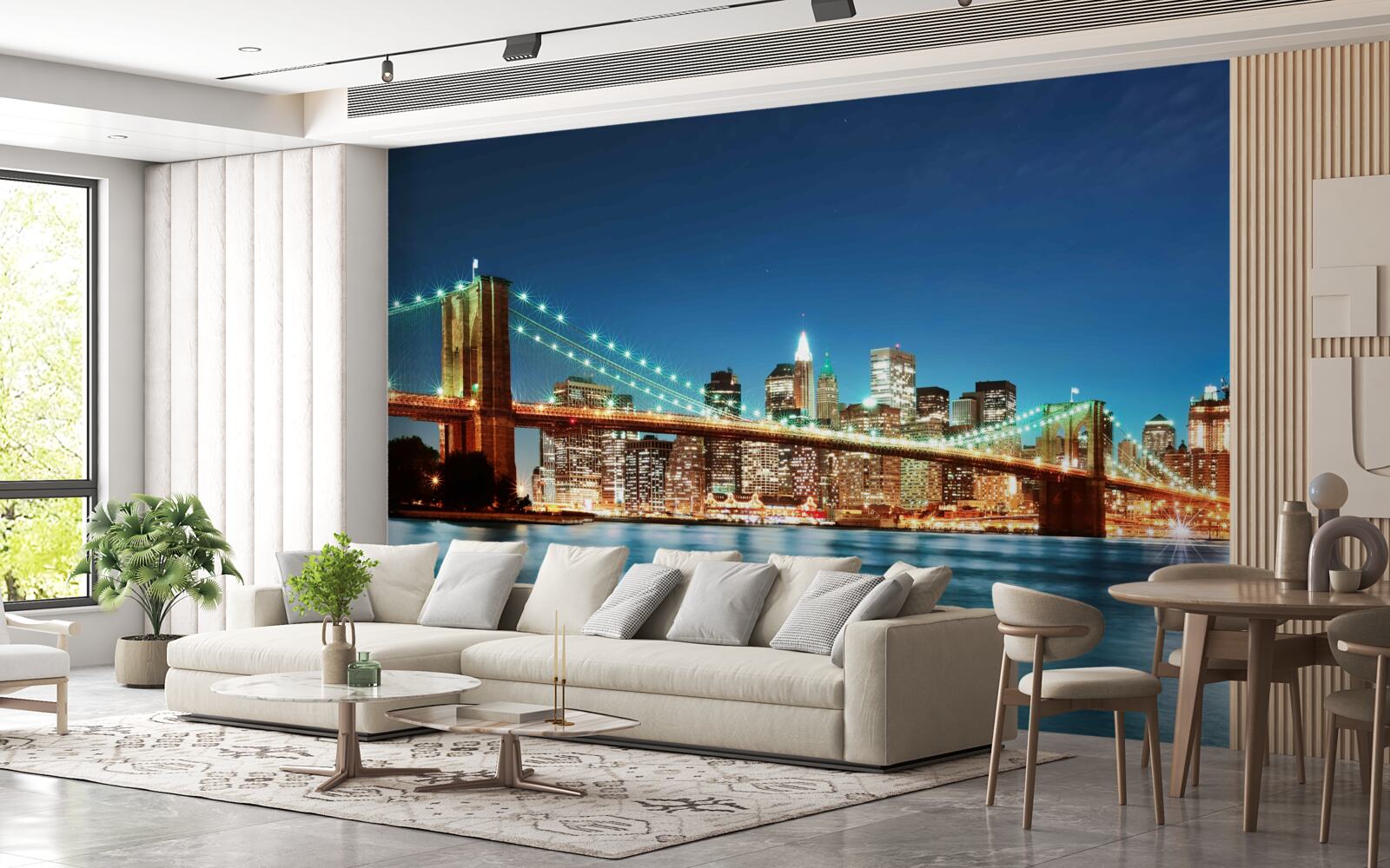 Fotobehang new york met felle, stralende lichten