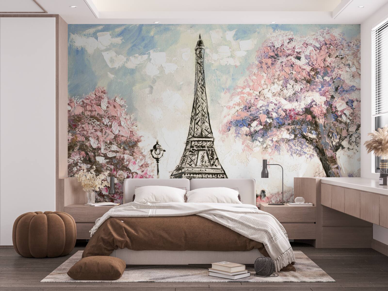 Fotobehang romantische lente aan de voet van de eiffeltoren