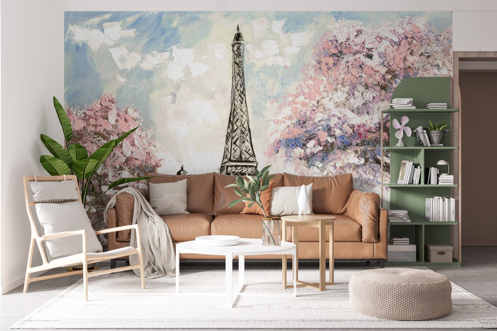 Fotobehang romantische lente aan de voet van de eiffeltoren