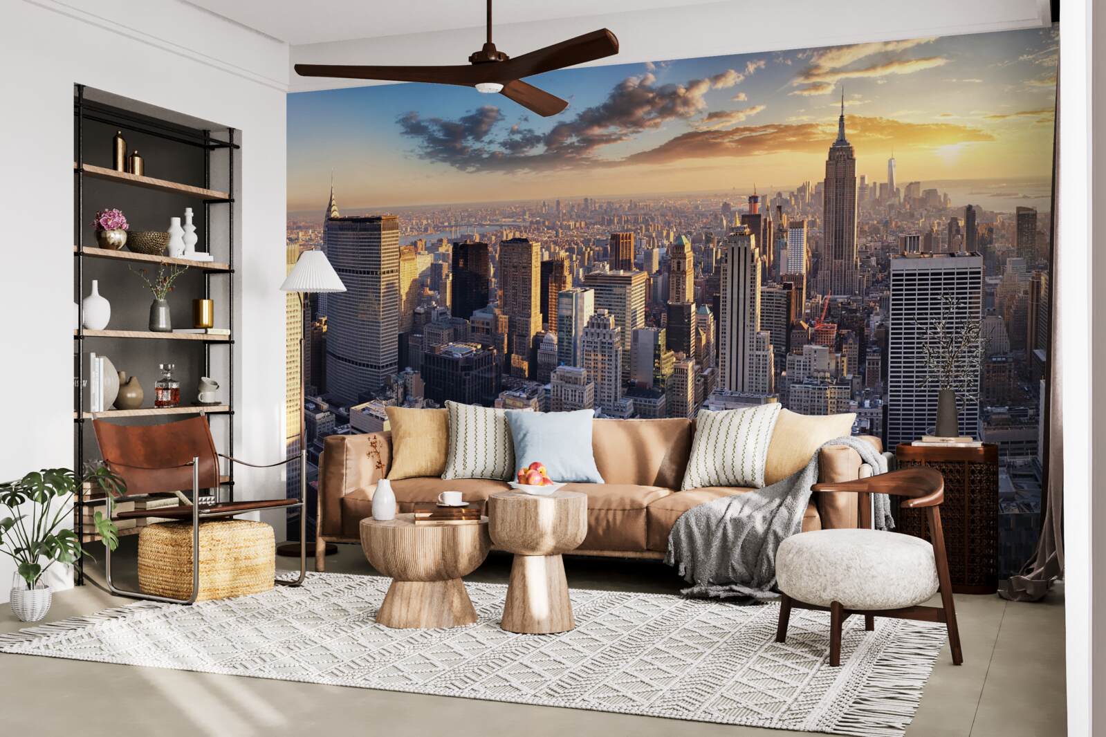 Fotobehang zonsondergang verlicht new york