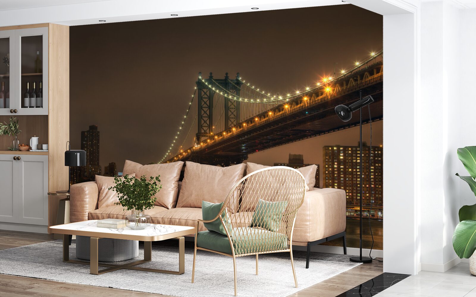 Fotobehang brooklyn bridge in de avond