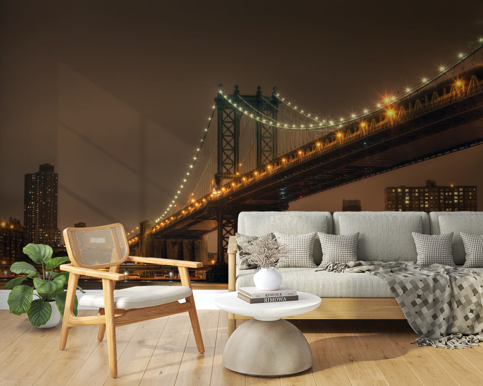 Fotobehang brooklyn bridge in de avond