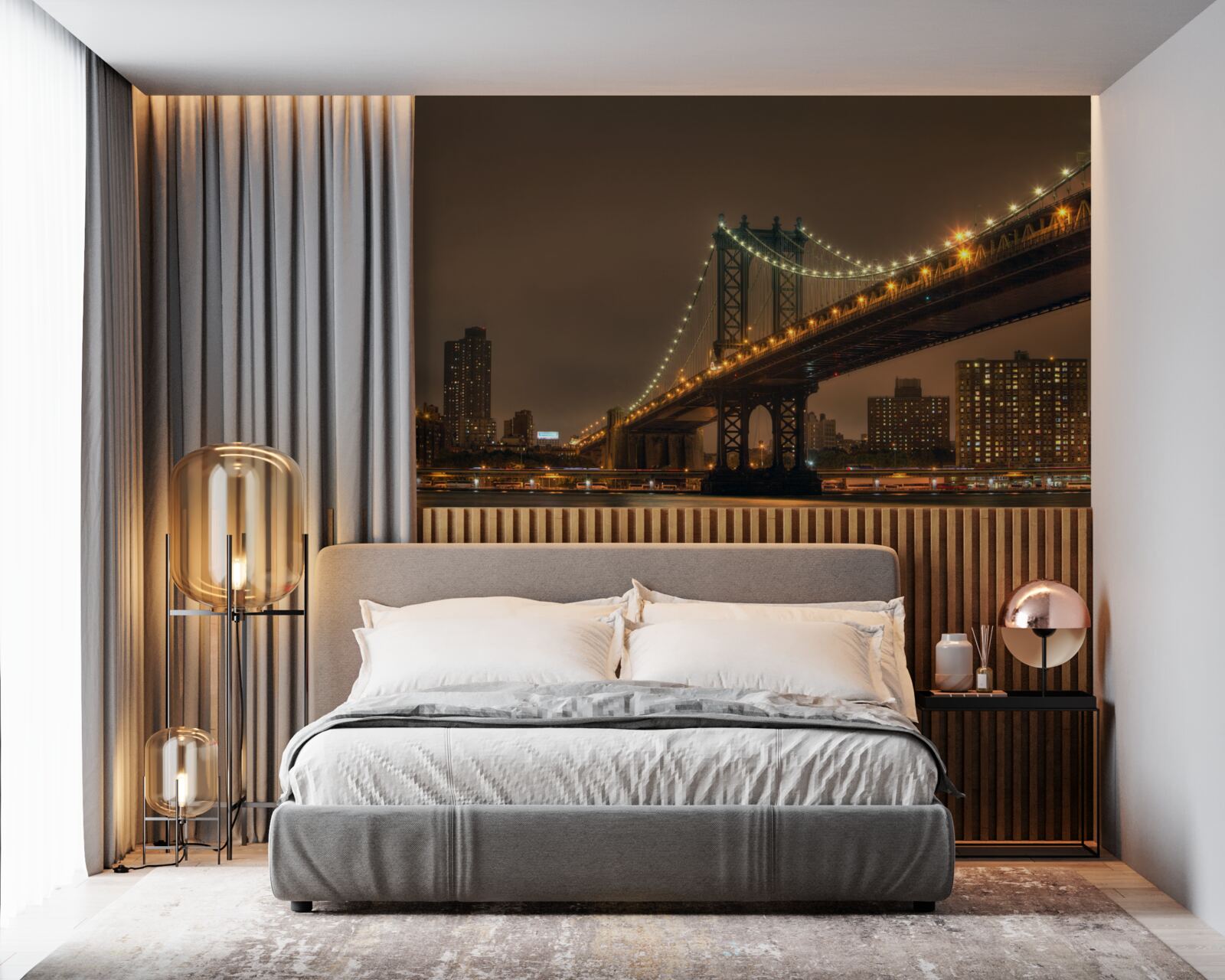 Fotobehang brooklyn bridge in de avond