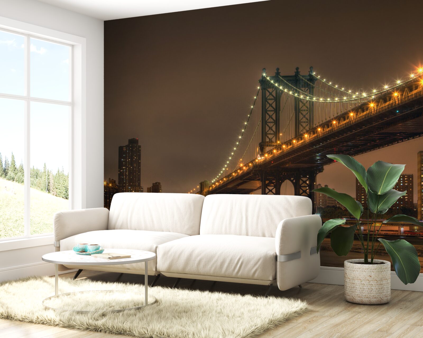 Fotobehang brooklyn bridge in de avond