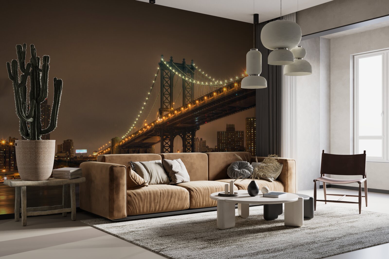 Fotobehang brooklyn bridge in de avond